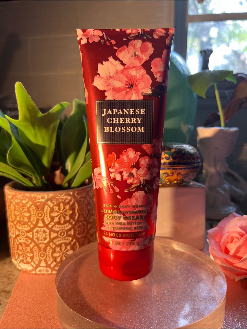 Bath & Body Works Japanese Cherry Blossom Body Cream - Red Floral Tube NEW!